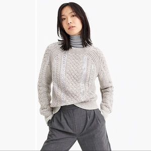 NWT J. Crew Wool Cable-knit sequin sweater K4664